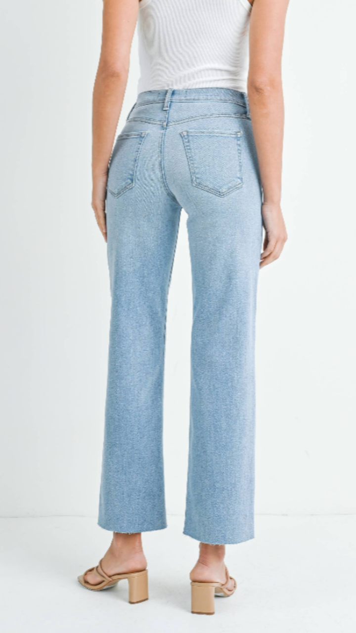 Mid Rise Light Wash Slim Palazzo Jeans