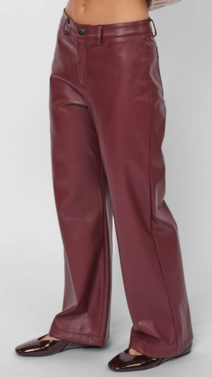 Burgundy Night Vision Faux Leather Pants