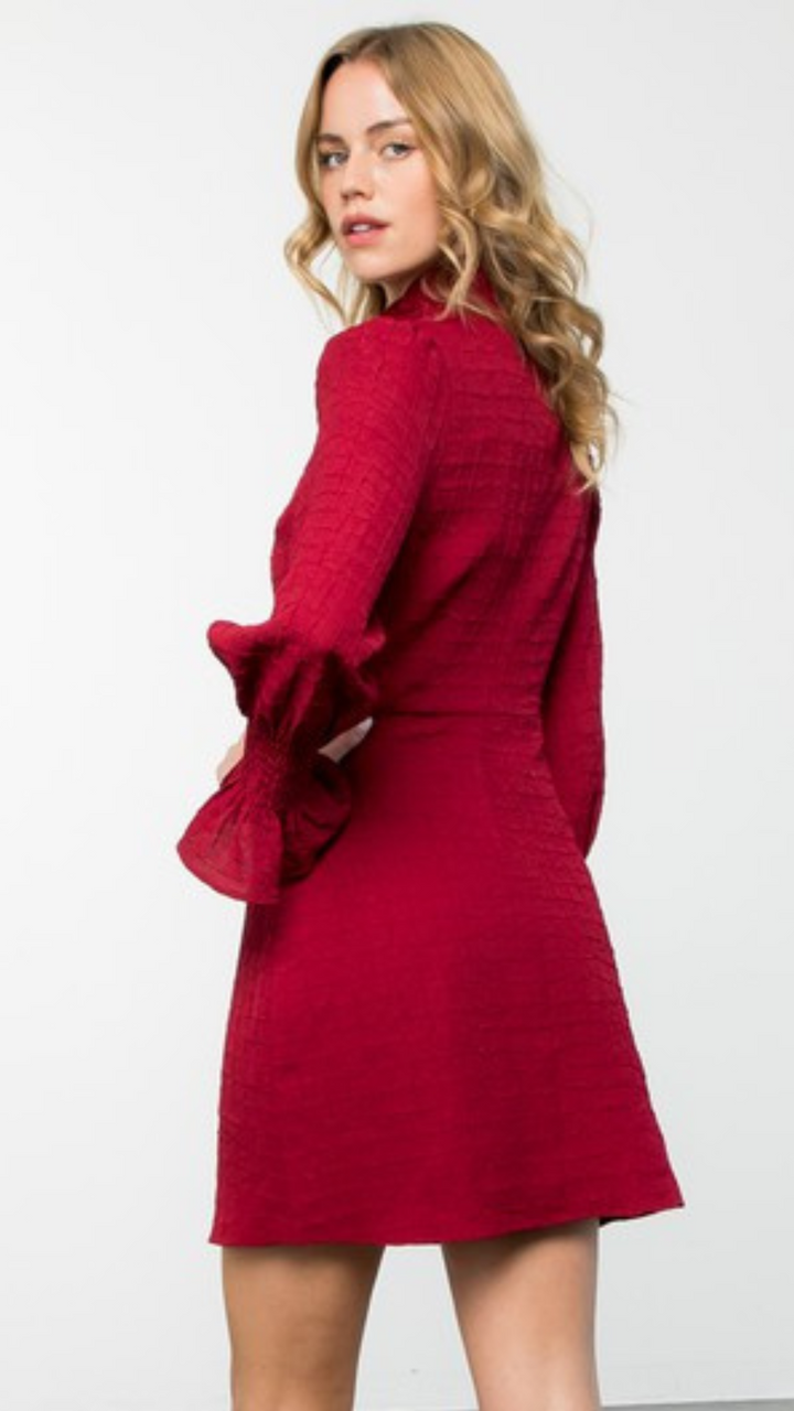 Mock Neck Textured Dress