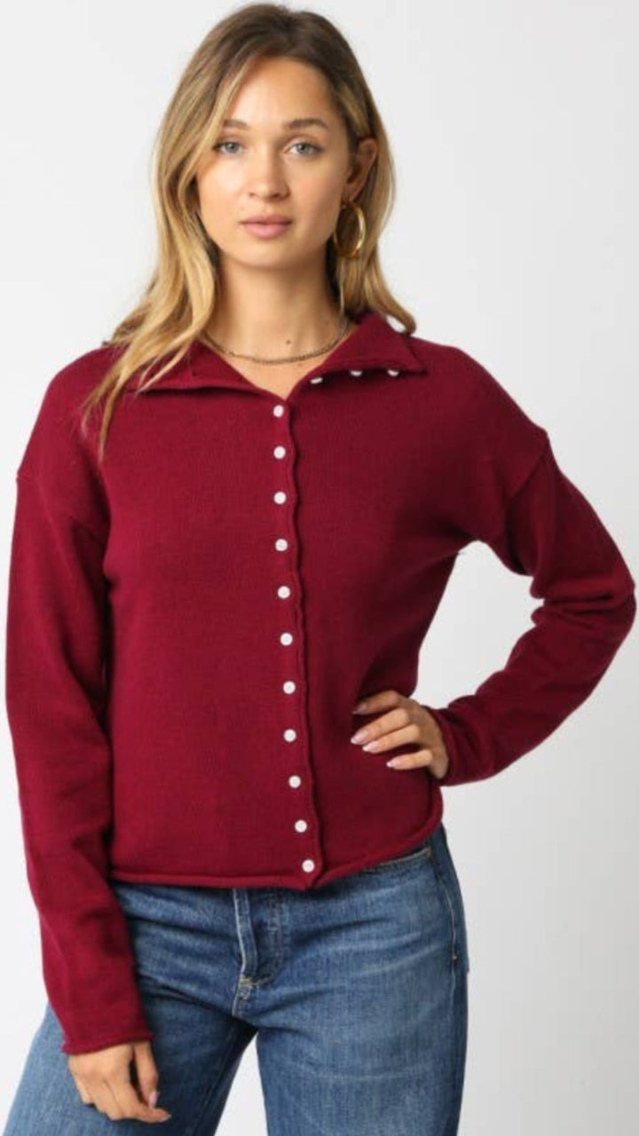 Scarlet Button Knit Top