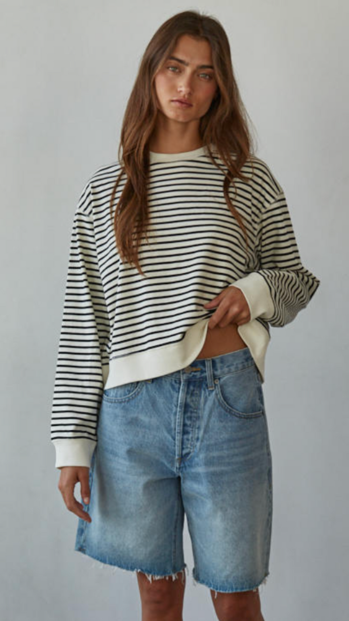 Striped Crew Neck Long Sleeve Top