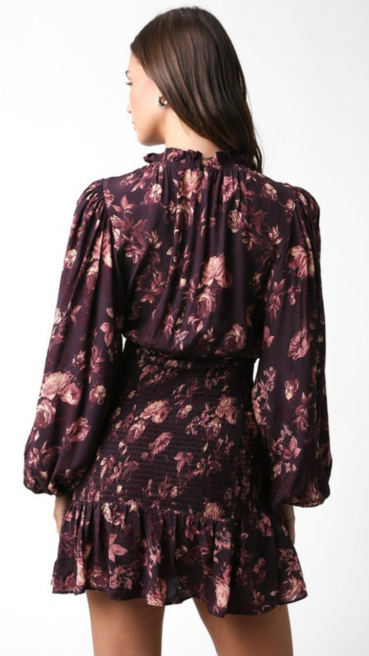 Smocked Waist Puff Sleeve Mini Dress