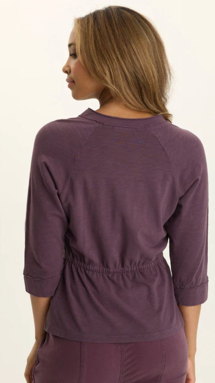 Upscale Pigment Angelo Stretch Jersey V Neck Quarter Sleeve Tee