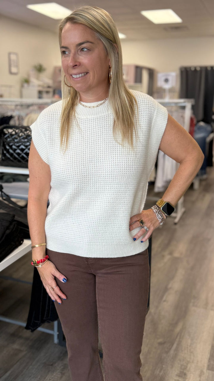 Fuzzy Ivory Sleeveless Sweater