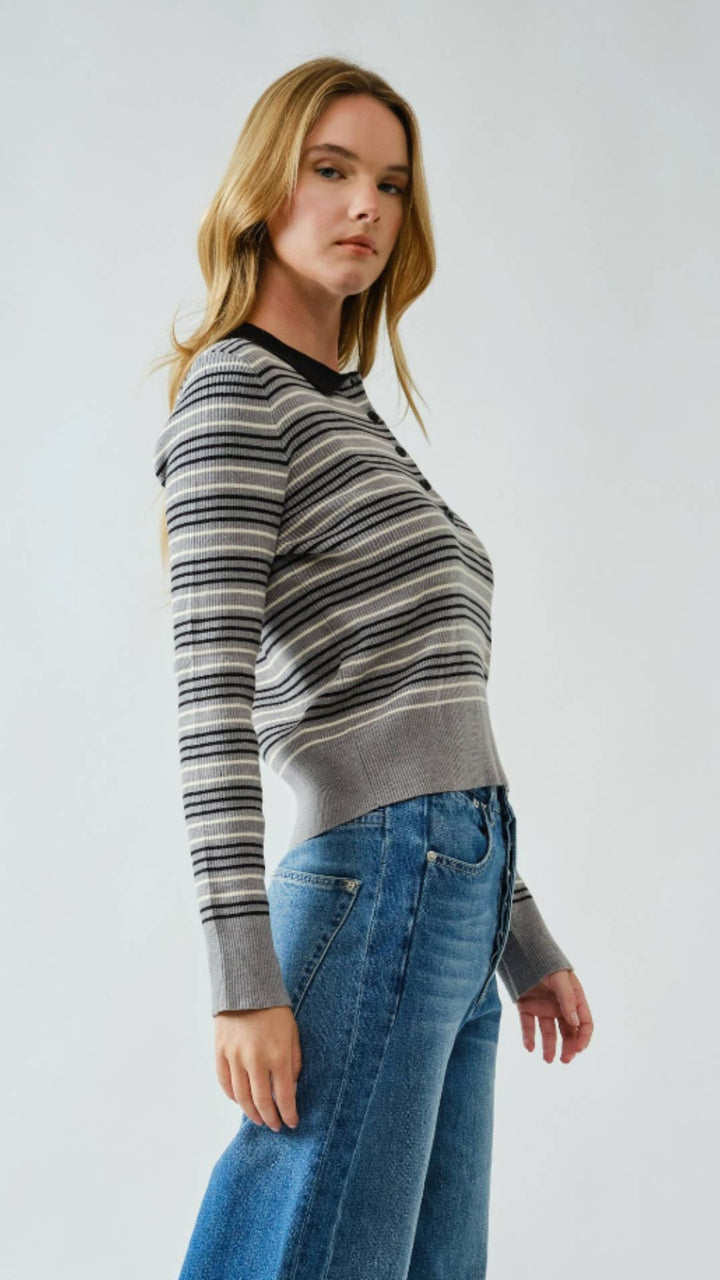 Timeless Striped Polo Sweater Long Sleeve