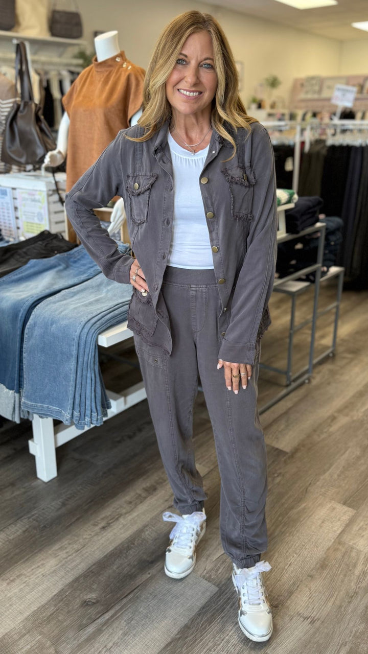 Charcoal Twill Safari 4 Pocket Twill Jacket