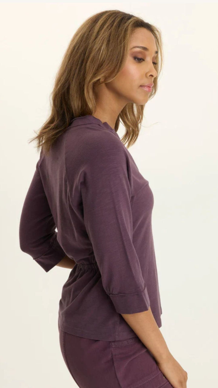 Upscale Pigment Angelo Stretch Jersey V Neck Quarter Sleeve Tee