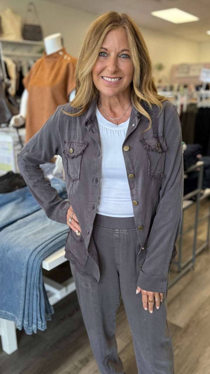 Charcoal Twill Safari 4 Pocket Twill Jacket