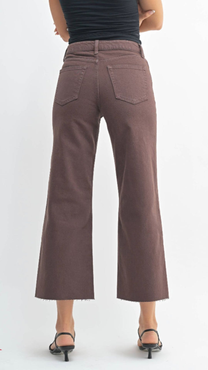 High Rise Espresso Slim Wide Leg Jeans