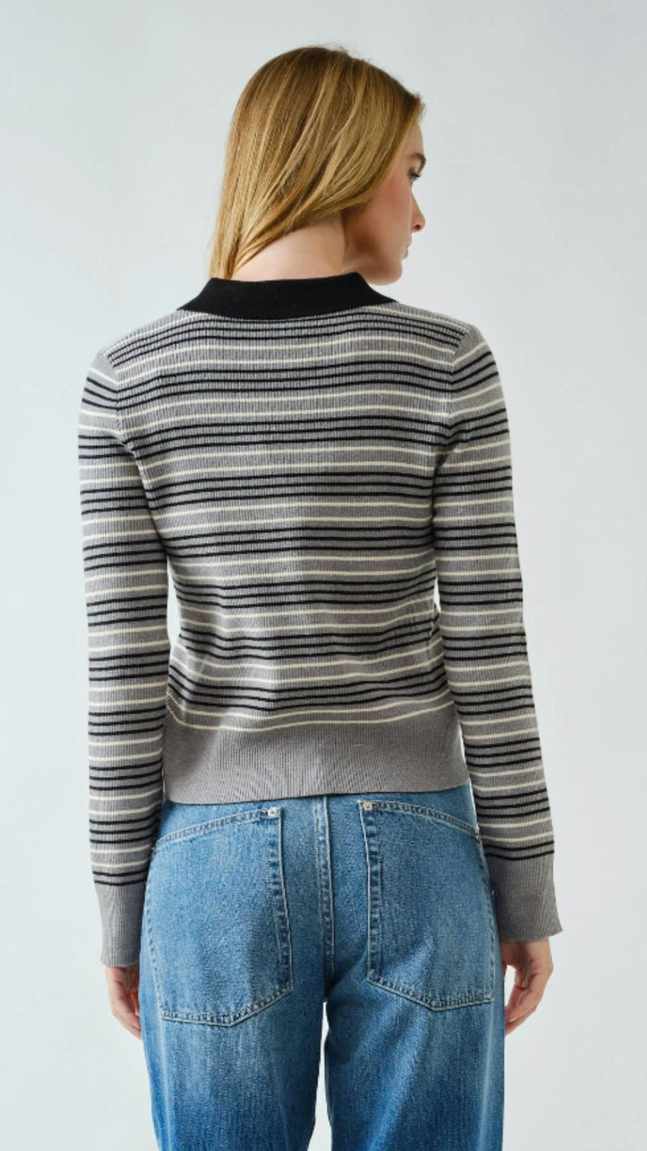 Timeless Striped Polo Sweater Long Sleeve