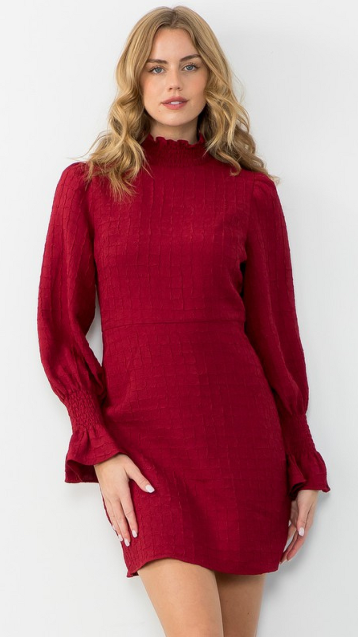 Mock Neck Textured Dress
