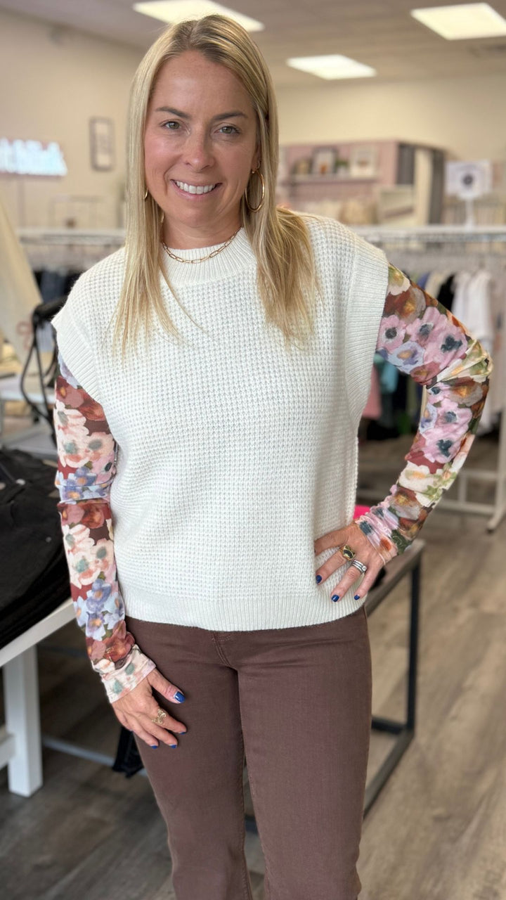 Fuzzy Ivory Sleeveless Sweater