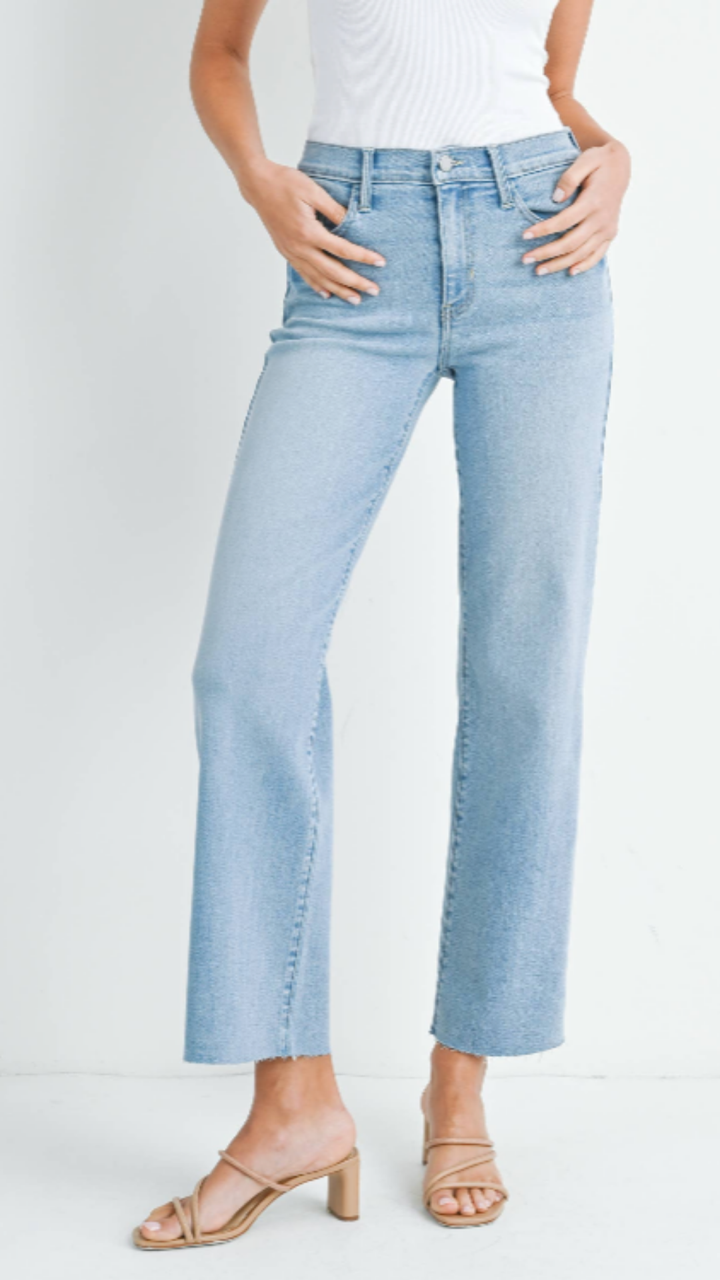 Mid Rise Light Wash Slim Palazzo Jeans