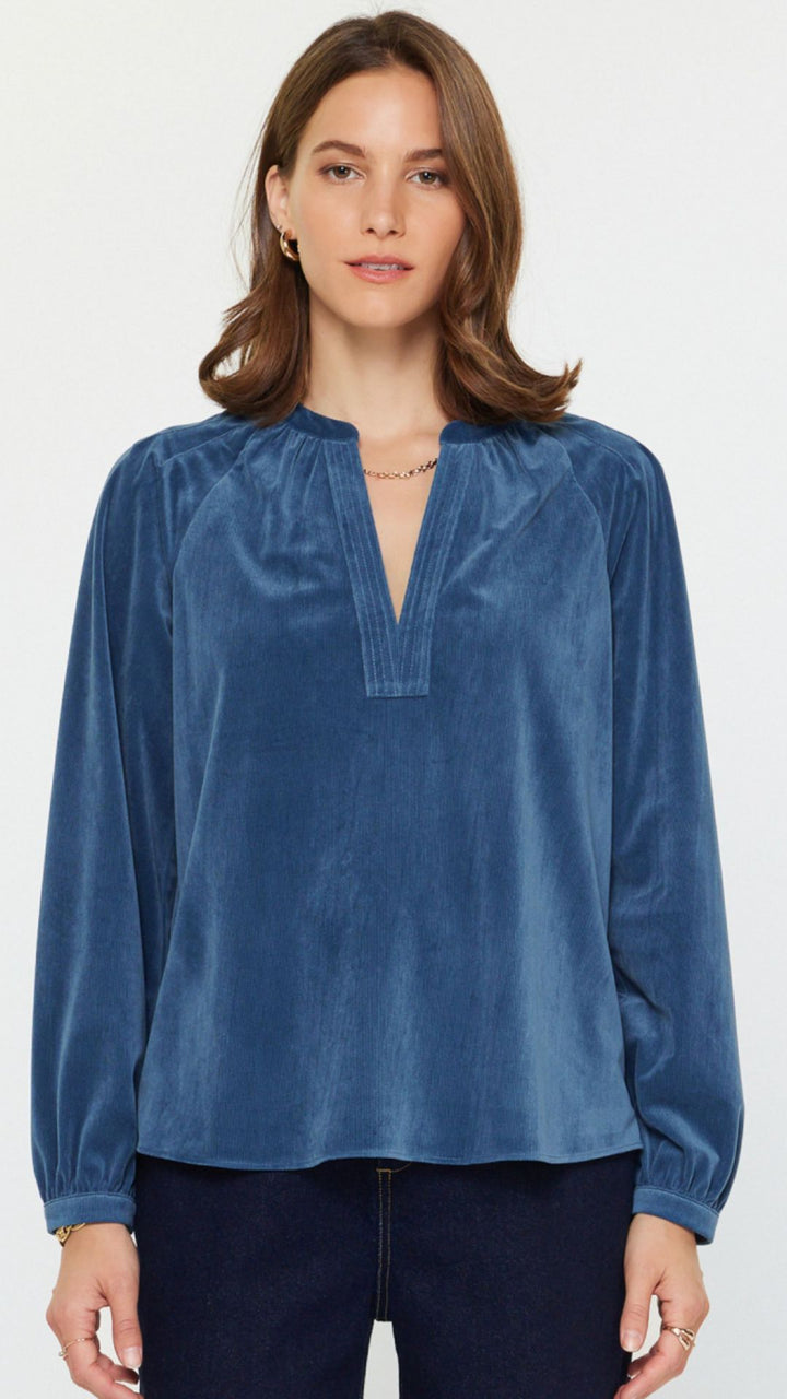 Steel Blue Corduroy Blouse