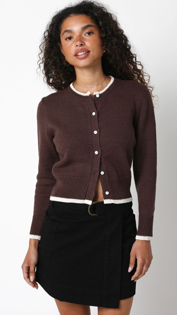 Brown And Cream Sweater Cardigan