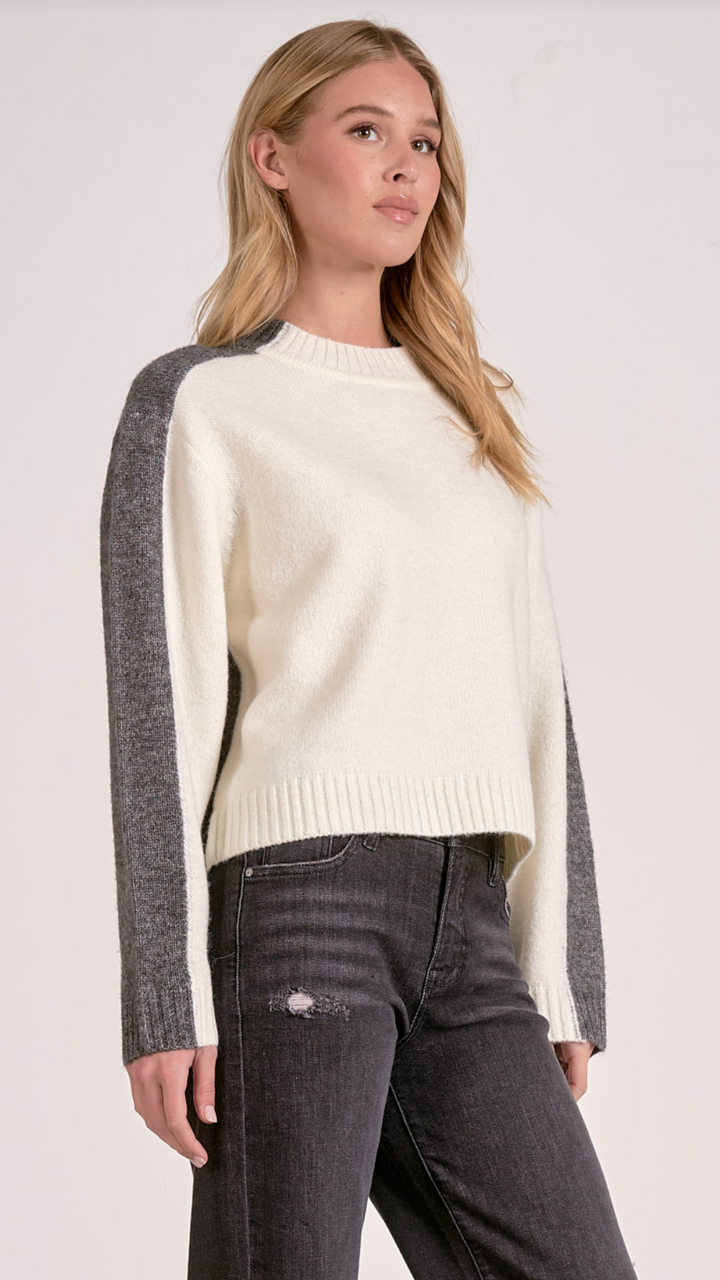 Gray And White Colorblock Sweater
