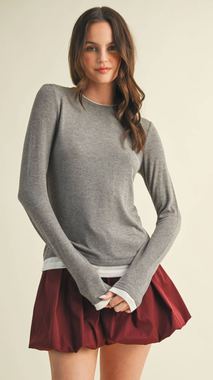 Gray Double Layer Long Sleeve