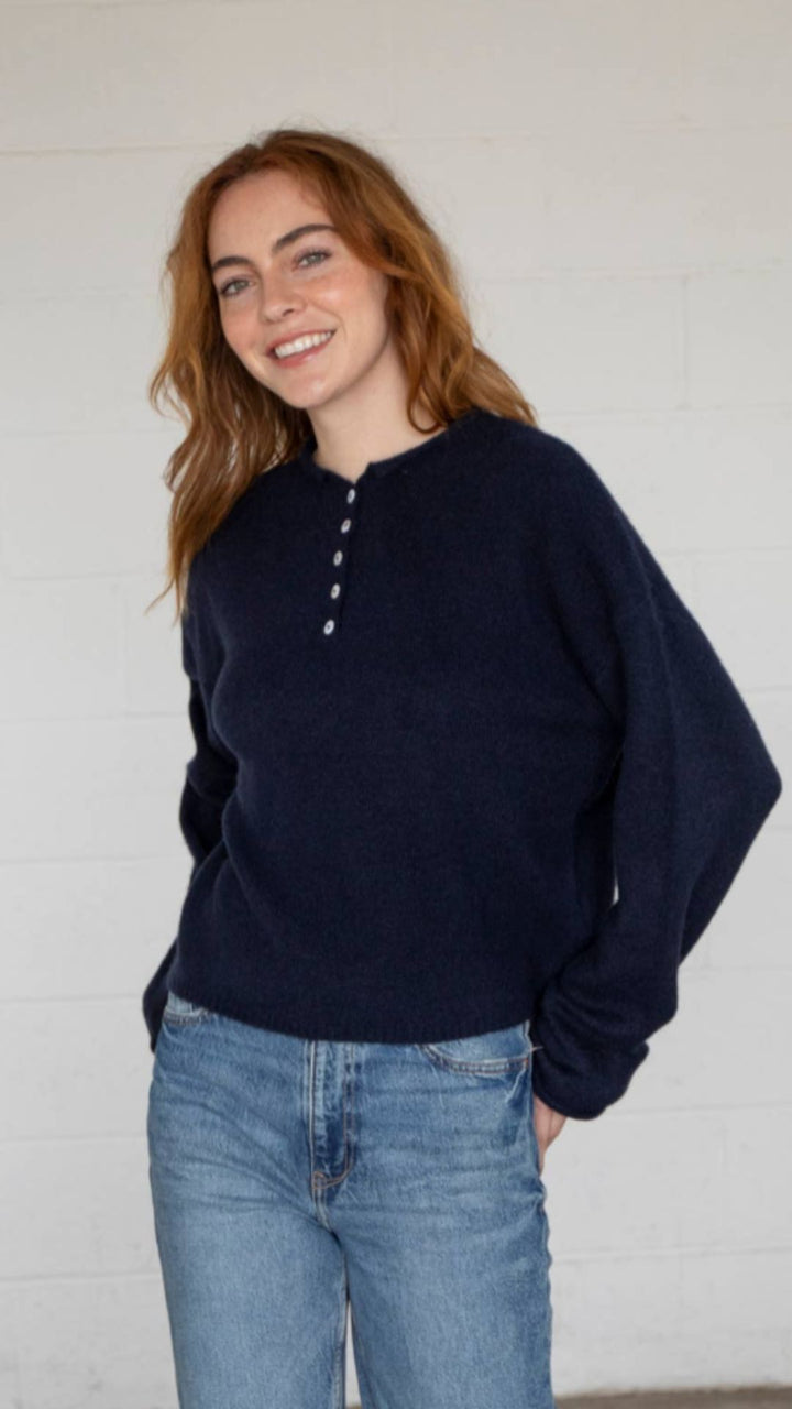 Midnight Henley Pullover Sweater