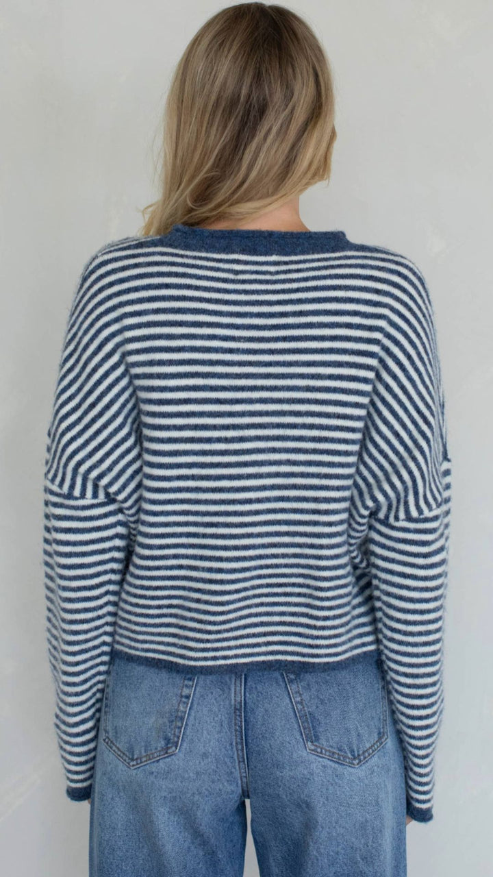 Denim Mini Striped Piper Sweater Cardigan