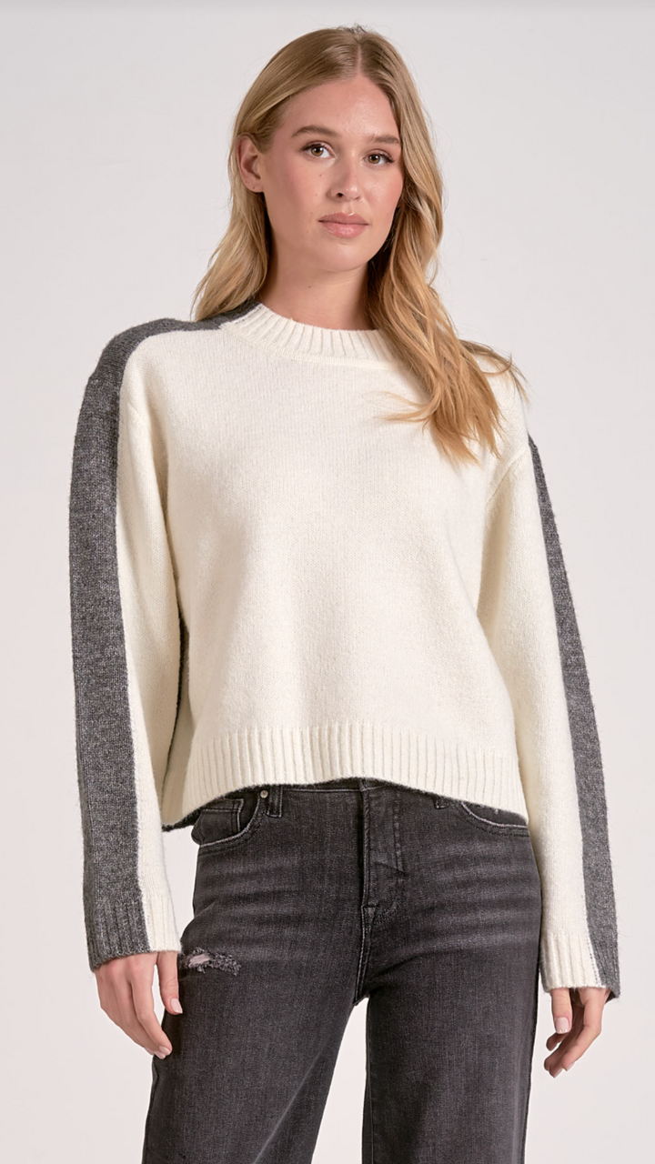 Gray And White Colorblock Sweater