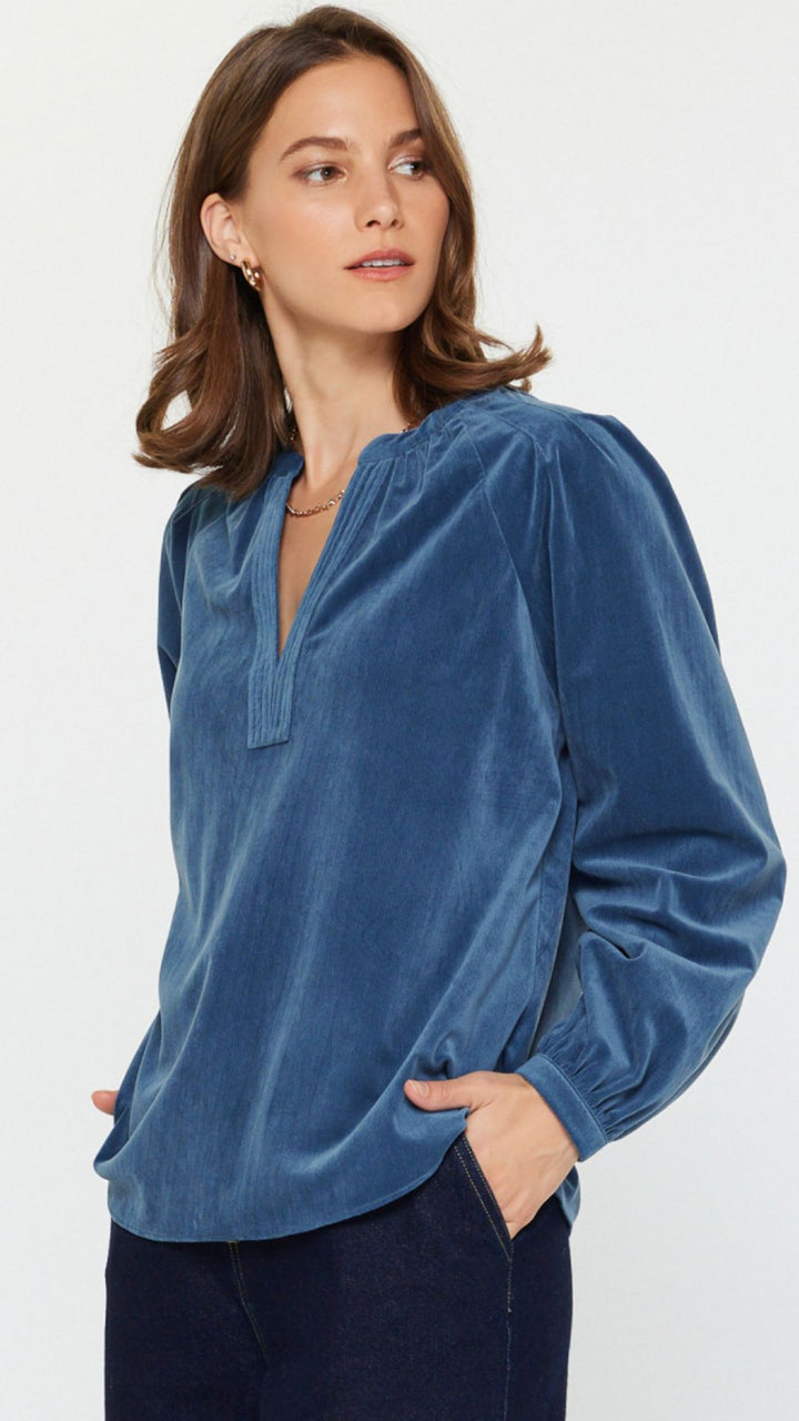 Steel Blue Corduroy Blouse