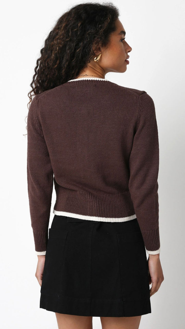 Brown And Cream Sweater Cardigan