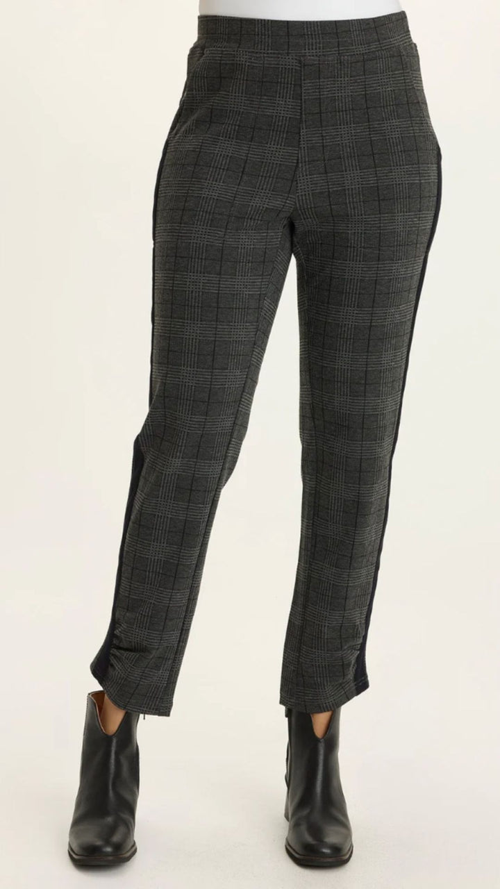 Charcoal Nestor Plaid And Stripe Ponte Pant