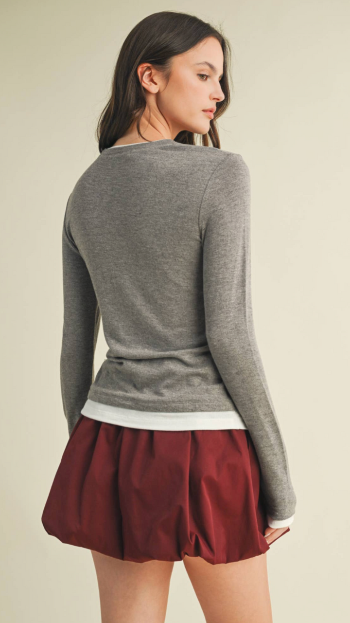 Gray Double Layer Long Sleeve