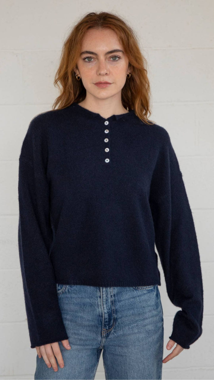 Midnight Henley Pullover Sweater