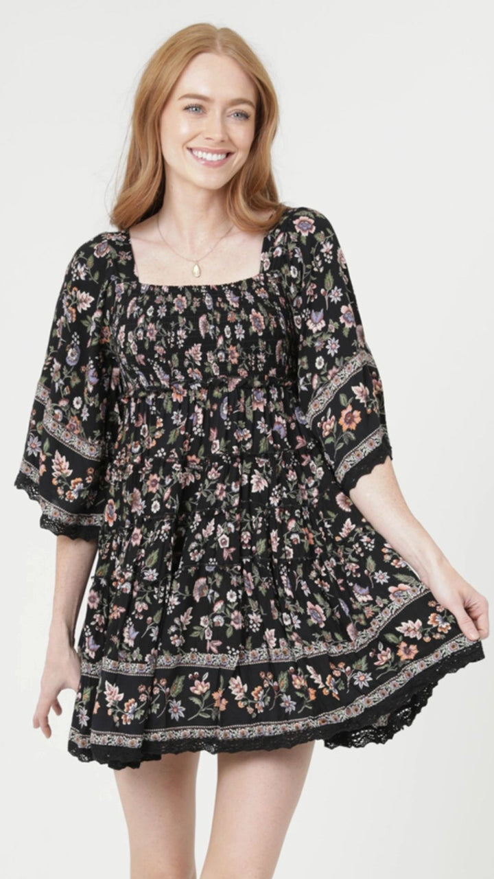 Black Floral Mini Dress