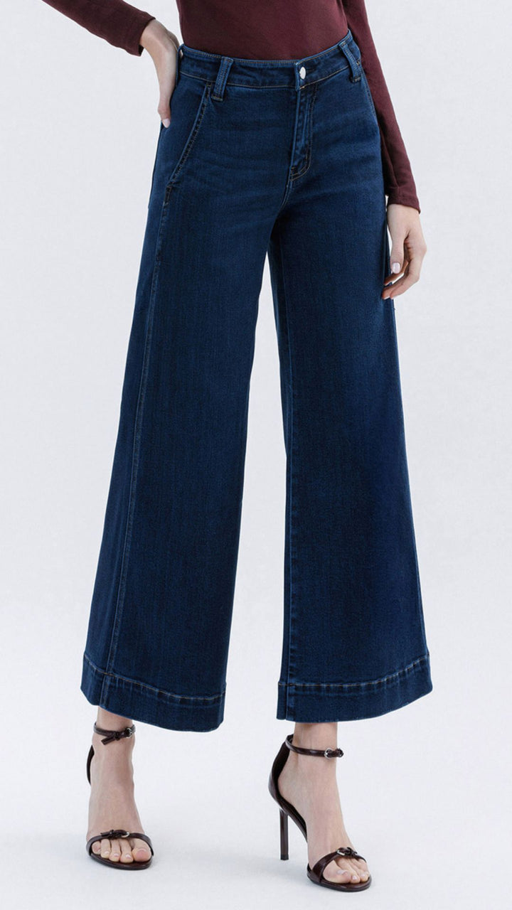 High Rise Super Dark Wash Wide Leg Jeans