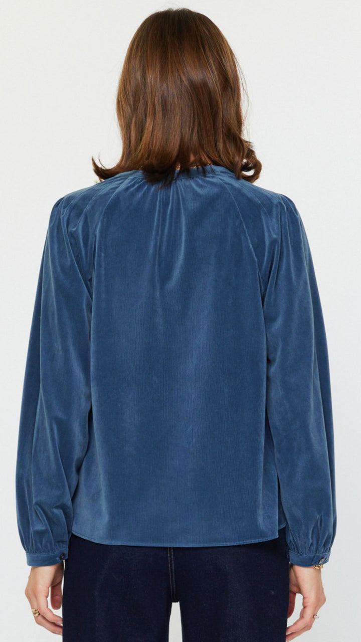 Steel Blue Corduroy Blouse
