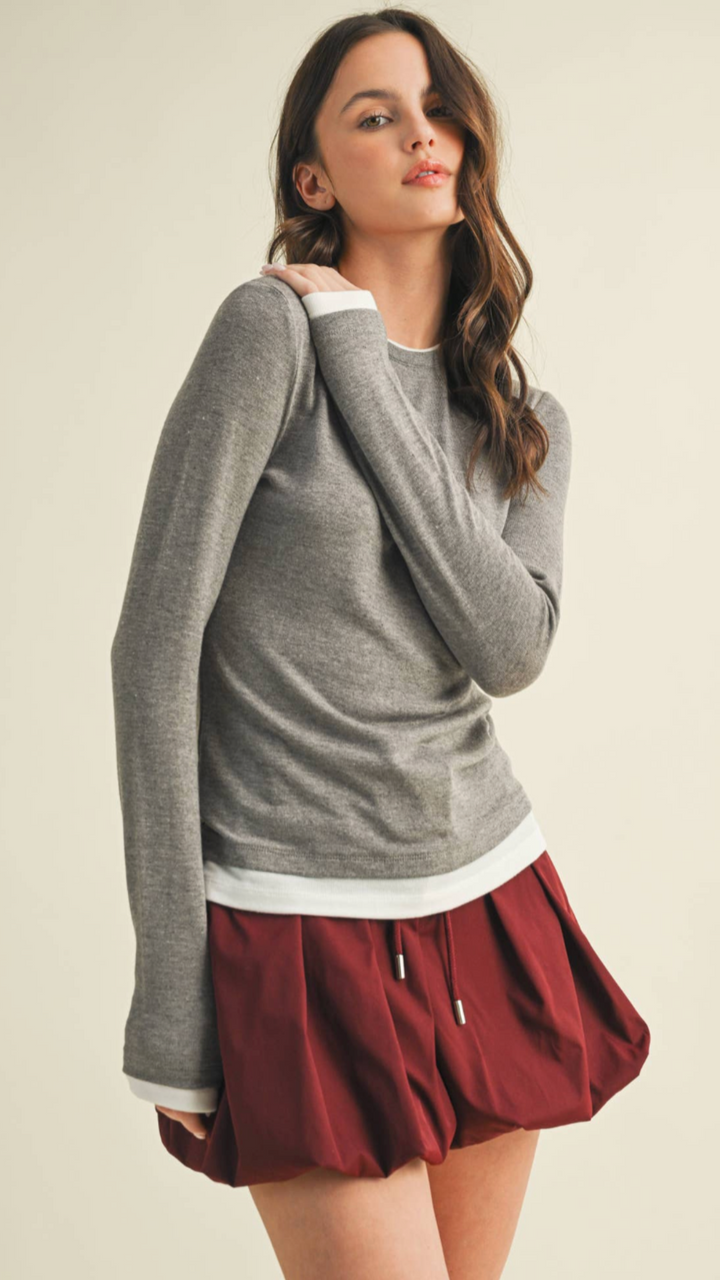 Gray Double Layer Long Sleeve
