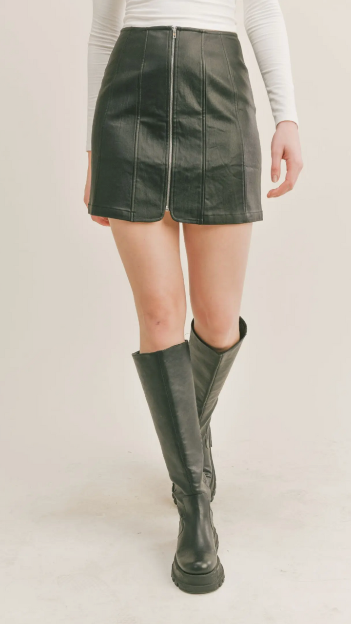 Zipper Front Mini Skirt