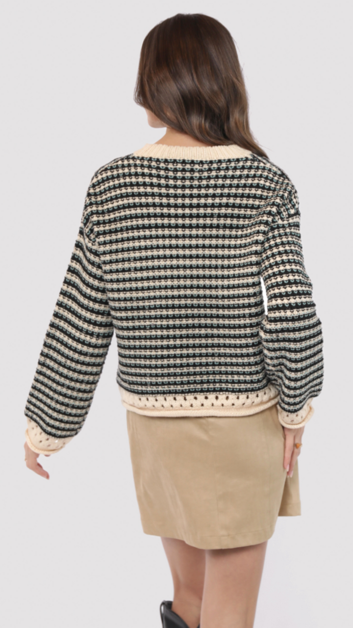 Samantha Contrast Knit Striped Sweater