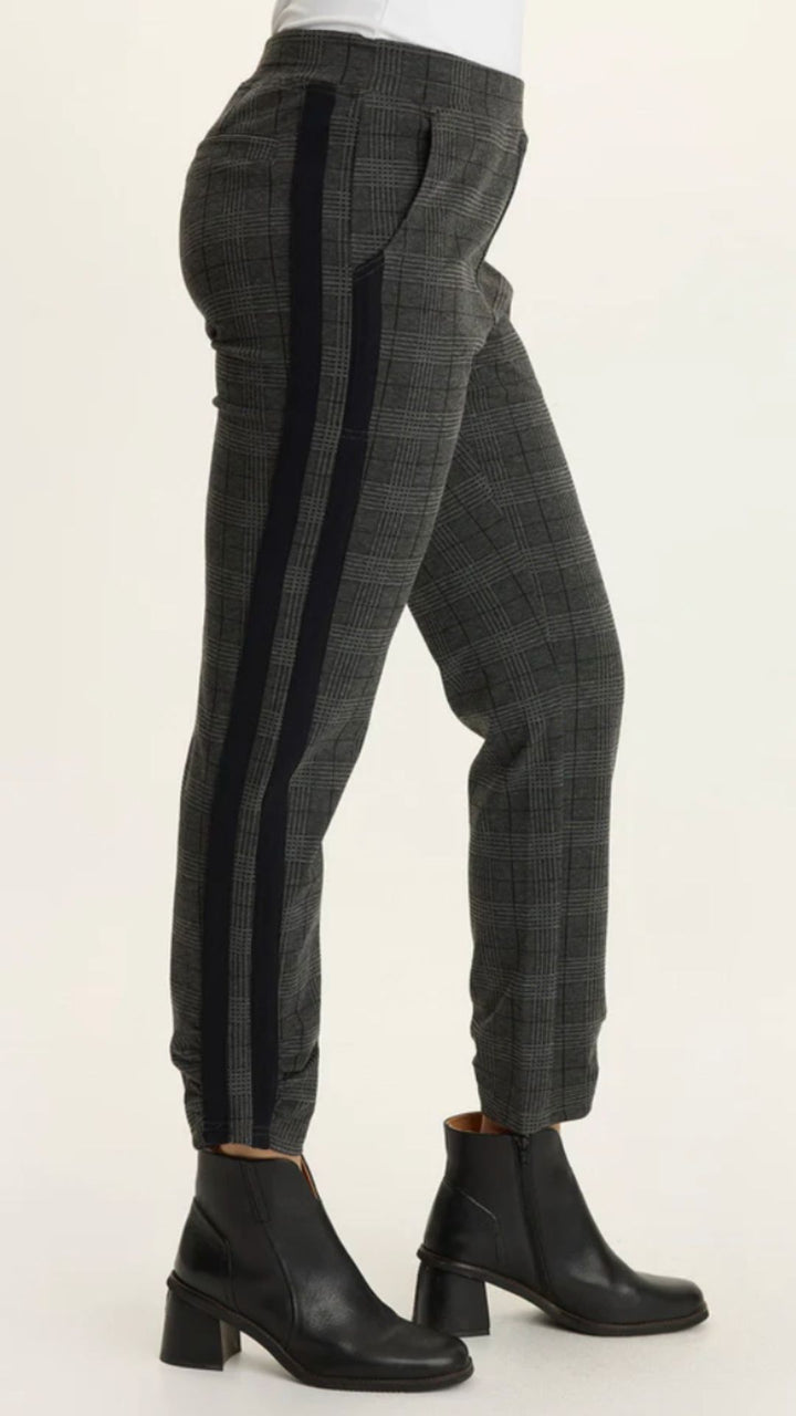Charcoal Nestor Plaid And Stripe Ponte Pant