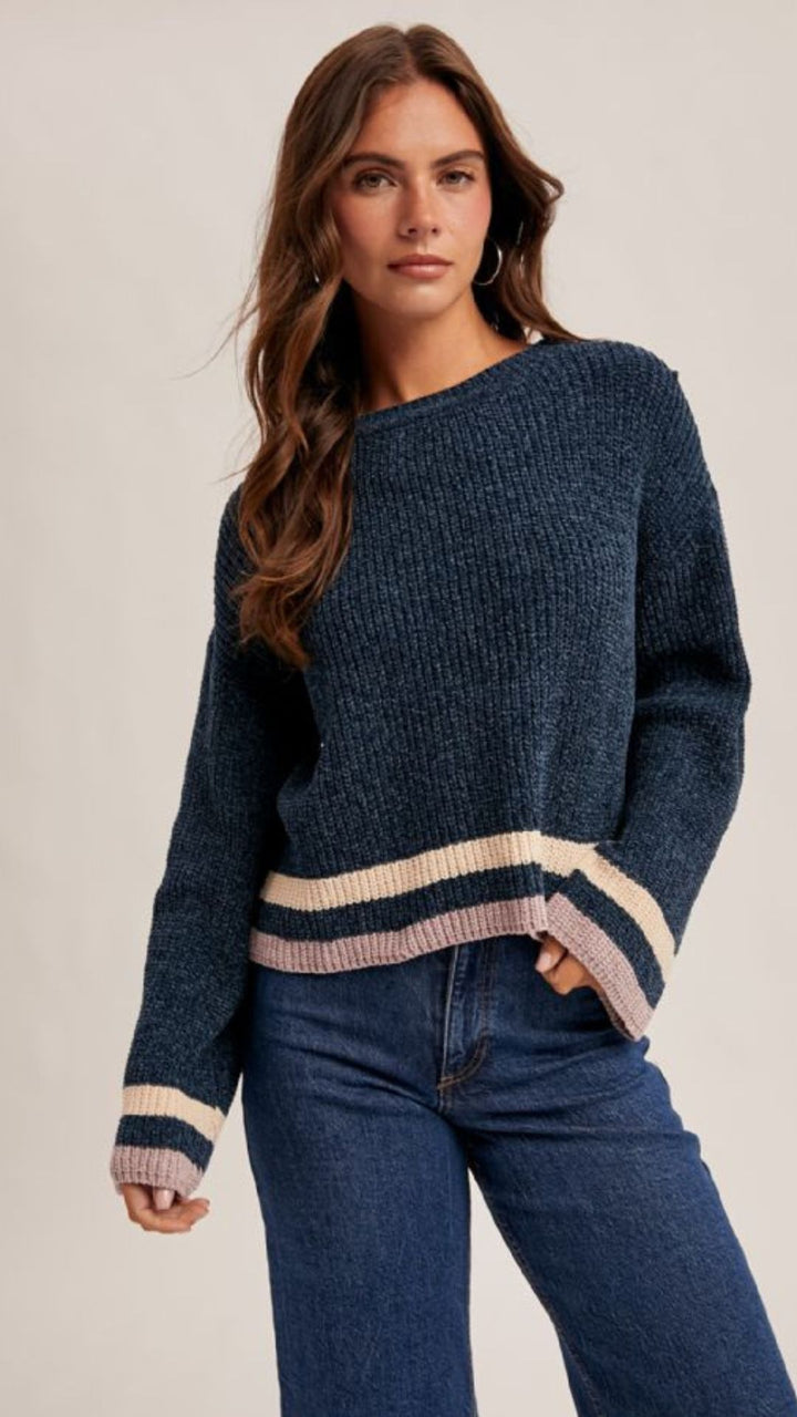 Crew Neck Chenille Sweater
