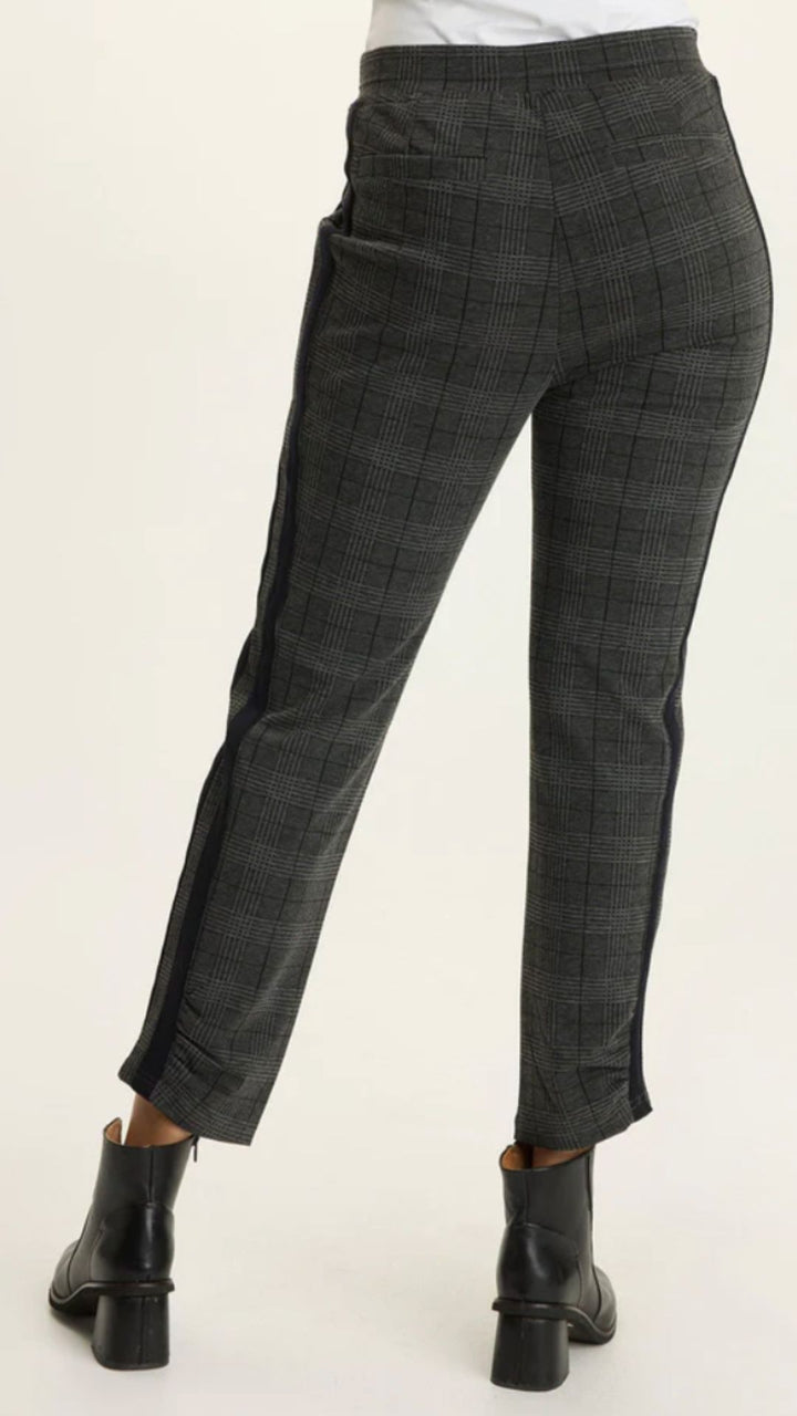 Charcoal Nestor Plaid And Stripe Ponte Pant