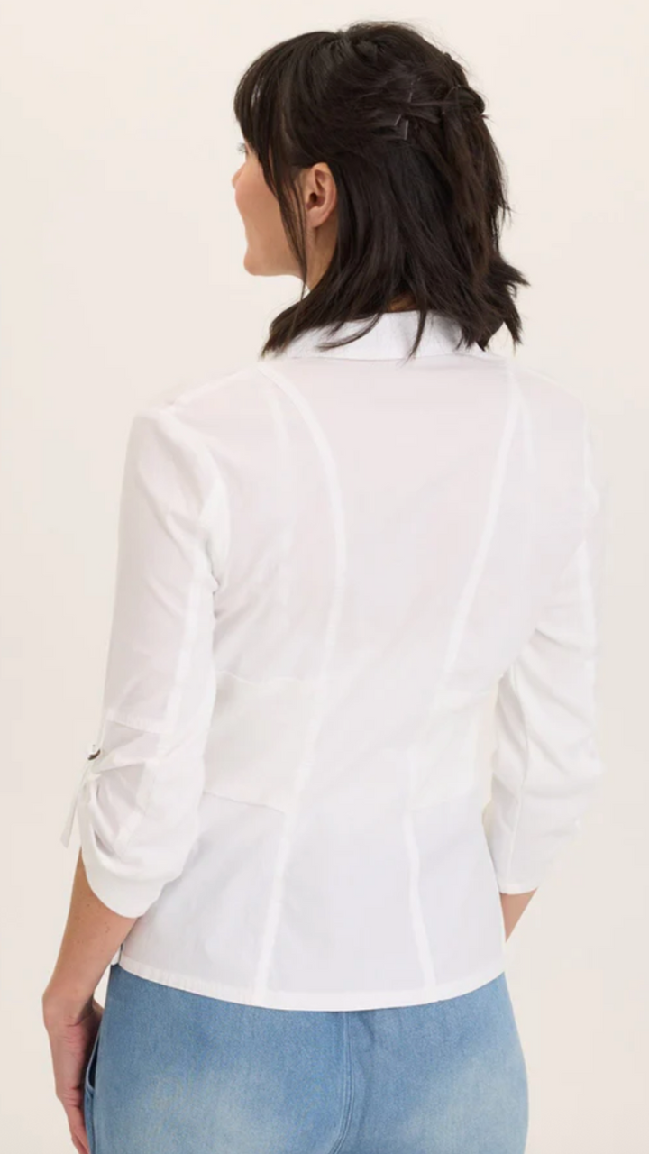 White Linen Raphael Distressed Blazer