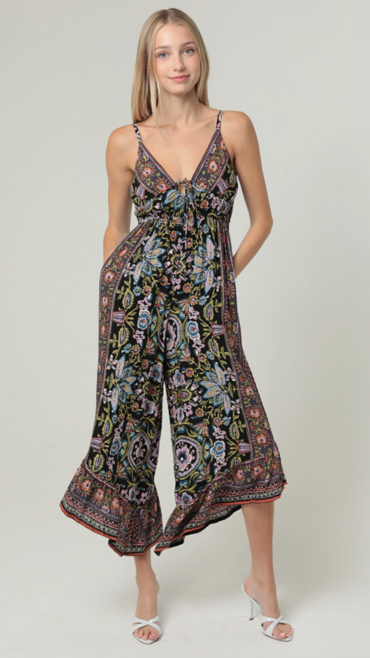 V Neck Angled Hem Jumpsuit