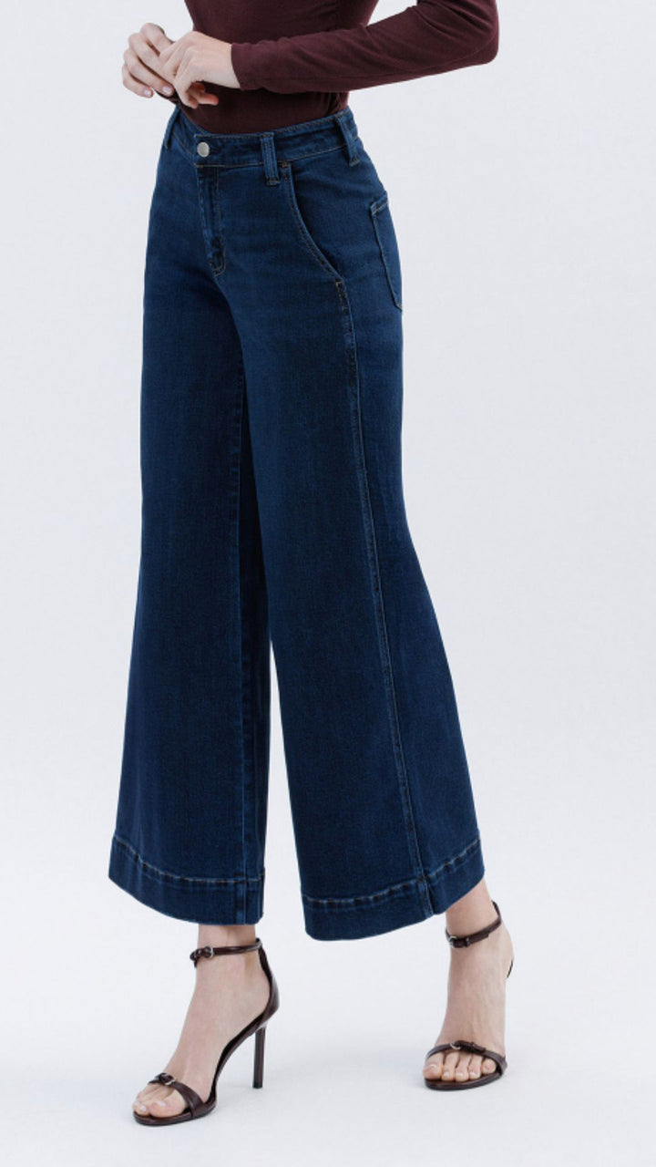 High Rise Super Dark Wash Wide Leg Jeans