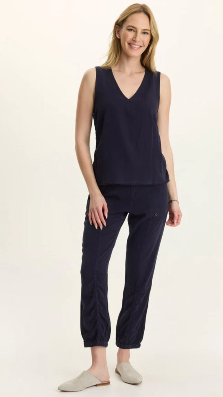 Navy Squire Twill Banded Hem Casual Pants