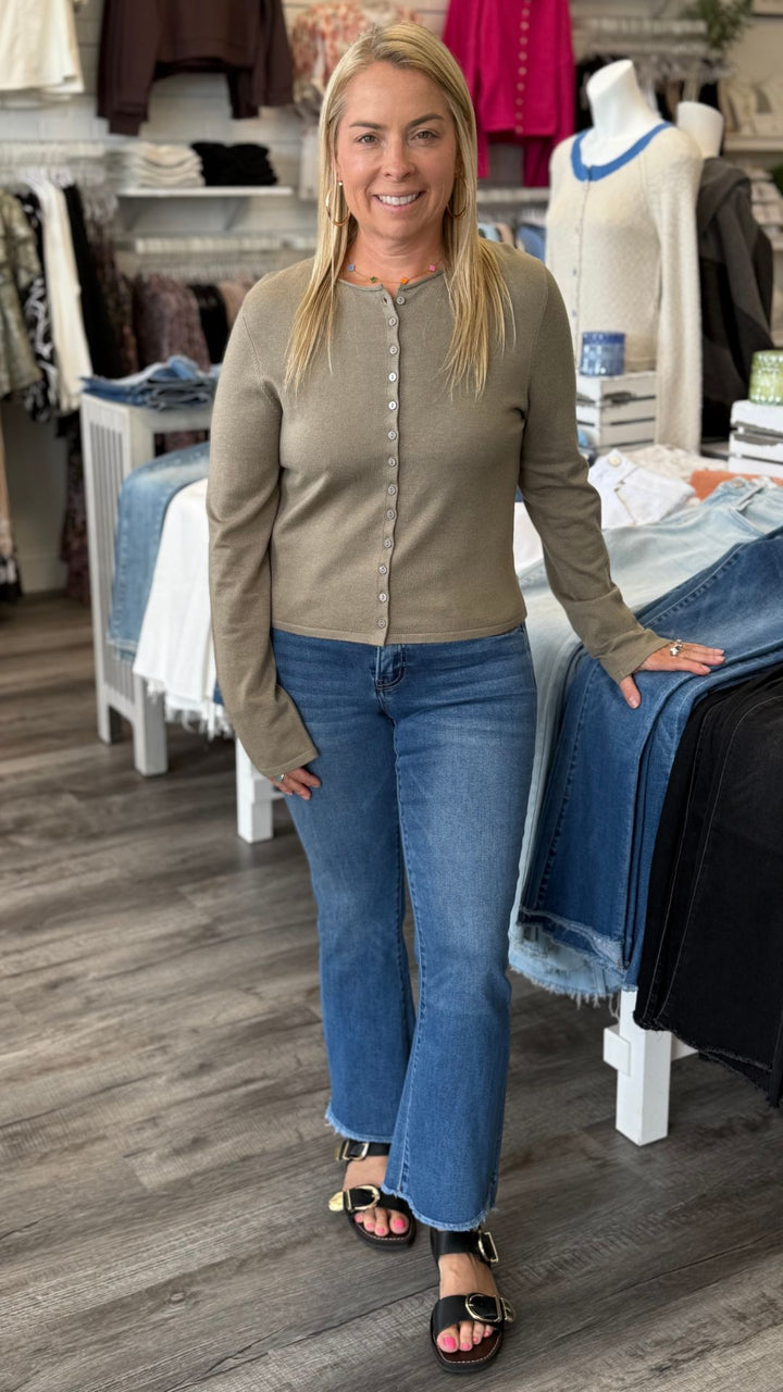 Olive Rollneck Cardigan