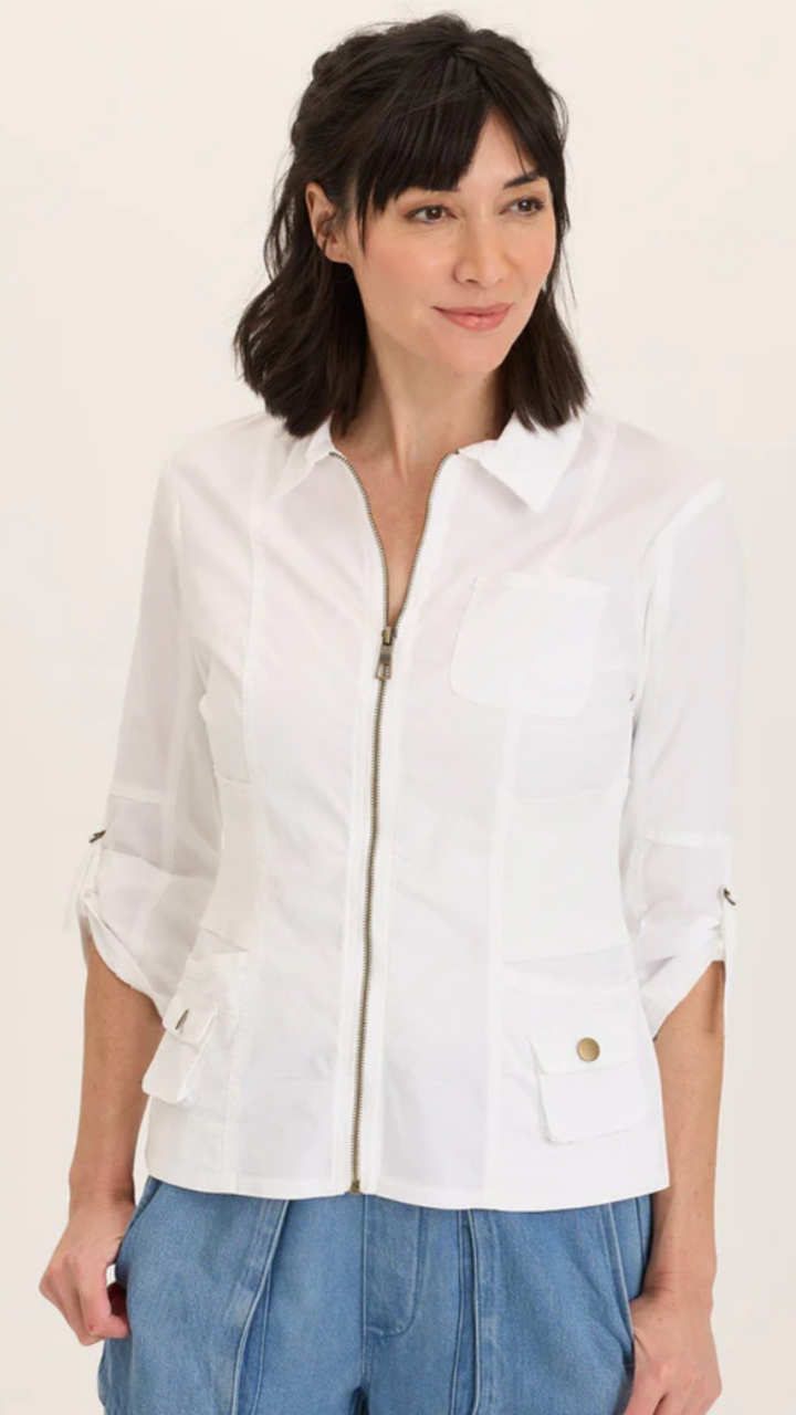 White Linen Raphael Distressed Blazer
