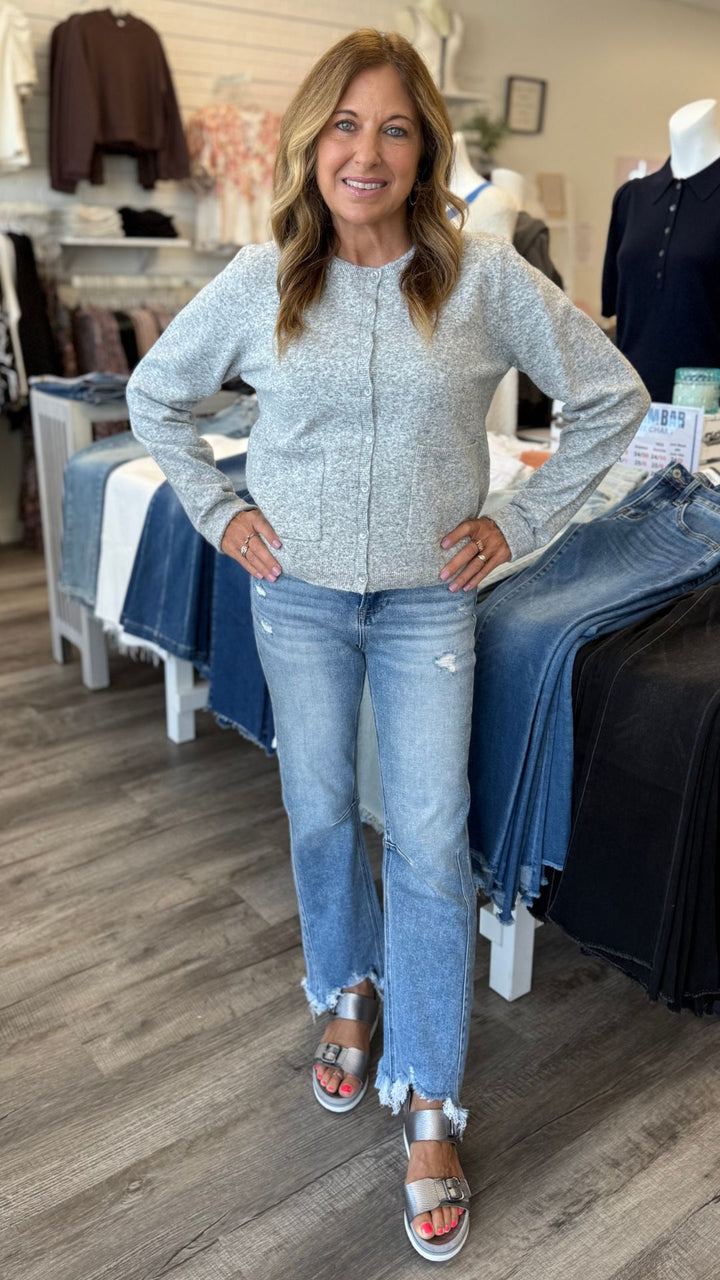 Heather Gray Cardigan With Pockets