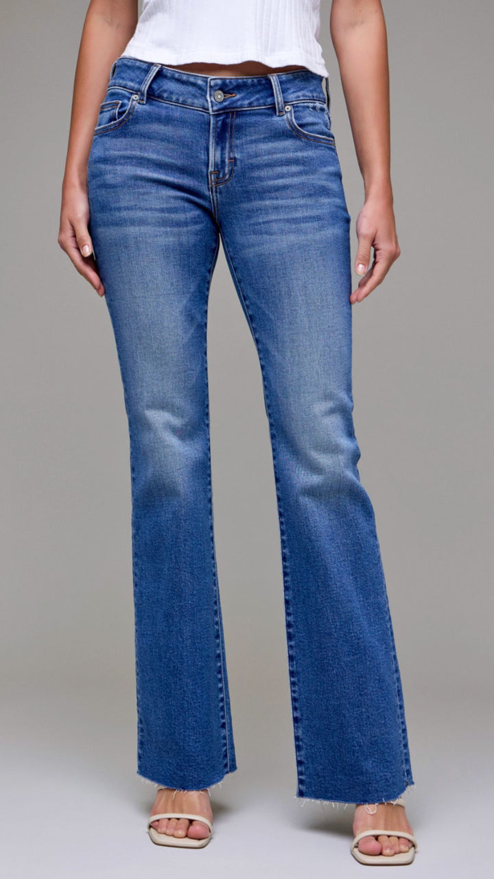Low Rise Medium Wash Full Length Bootcut Jeans