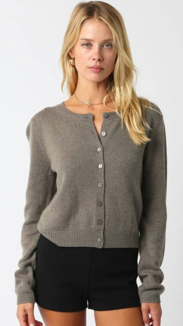 Gray Knit Buttoned Cardigan