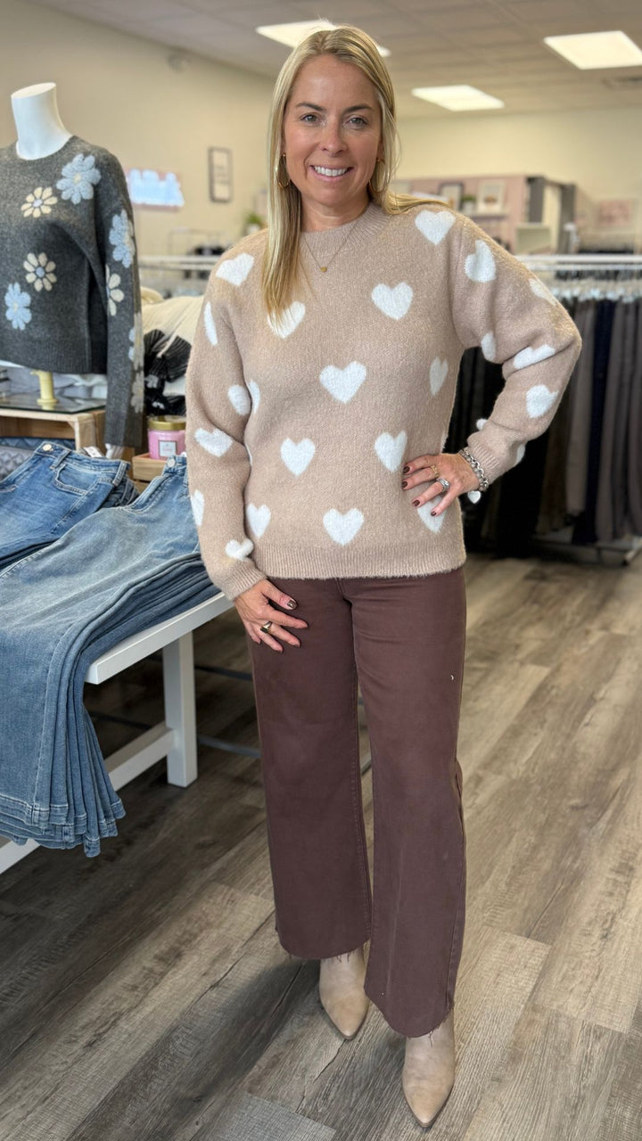 High Rise Espresso Slim Wide Leg Jeans