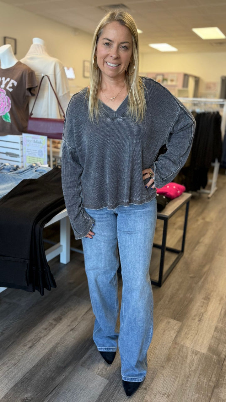 Underground Burnout Thermal V Neck Long Sleeve