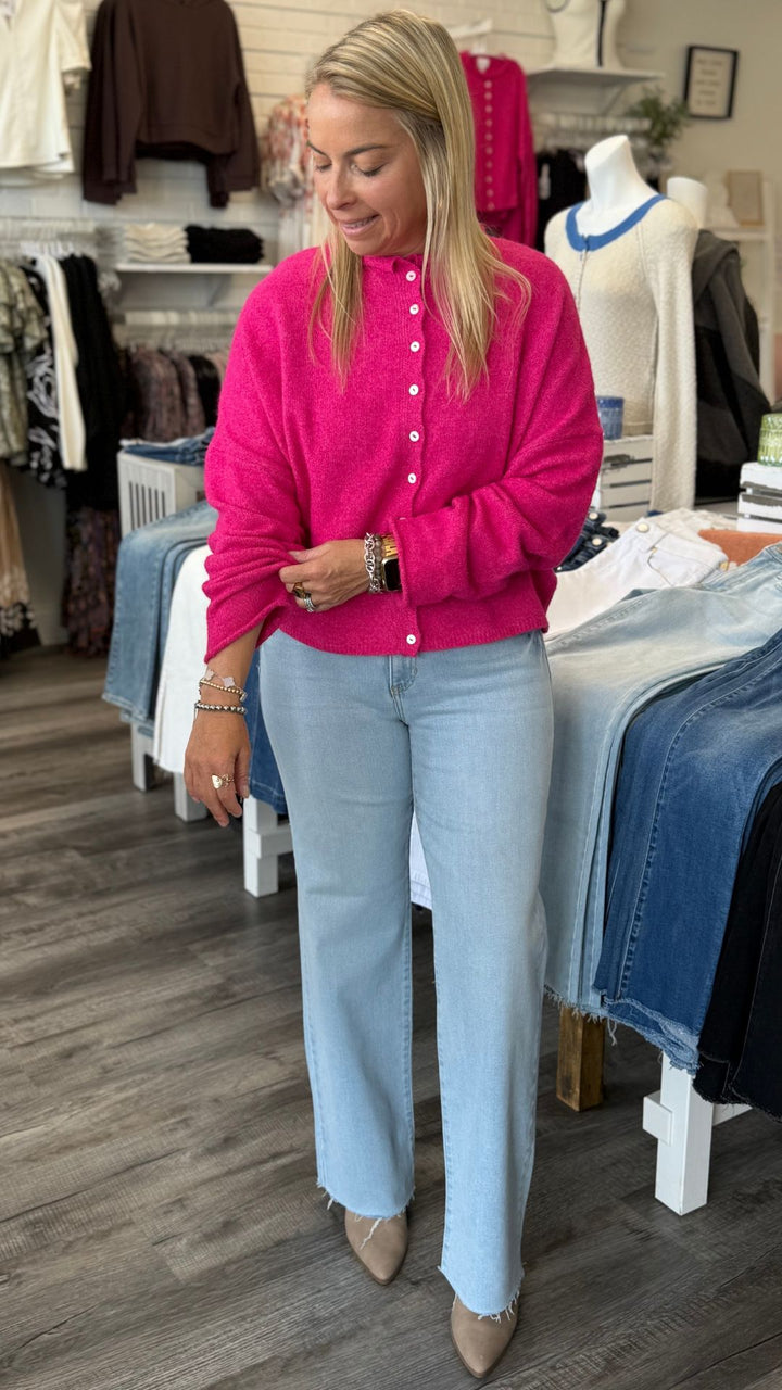 Mid Rise Light Wash Slim Palazzo Jeans